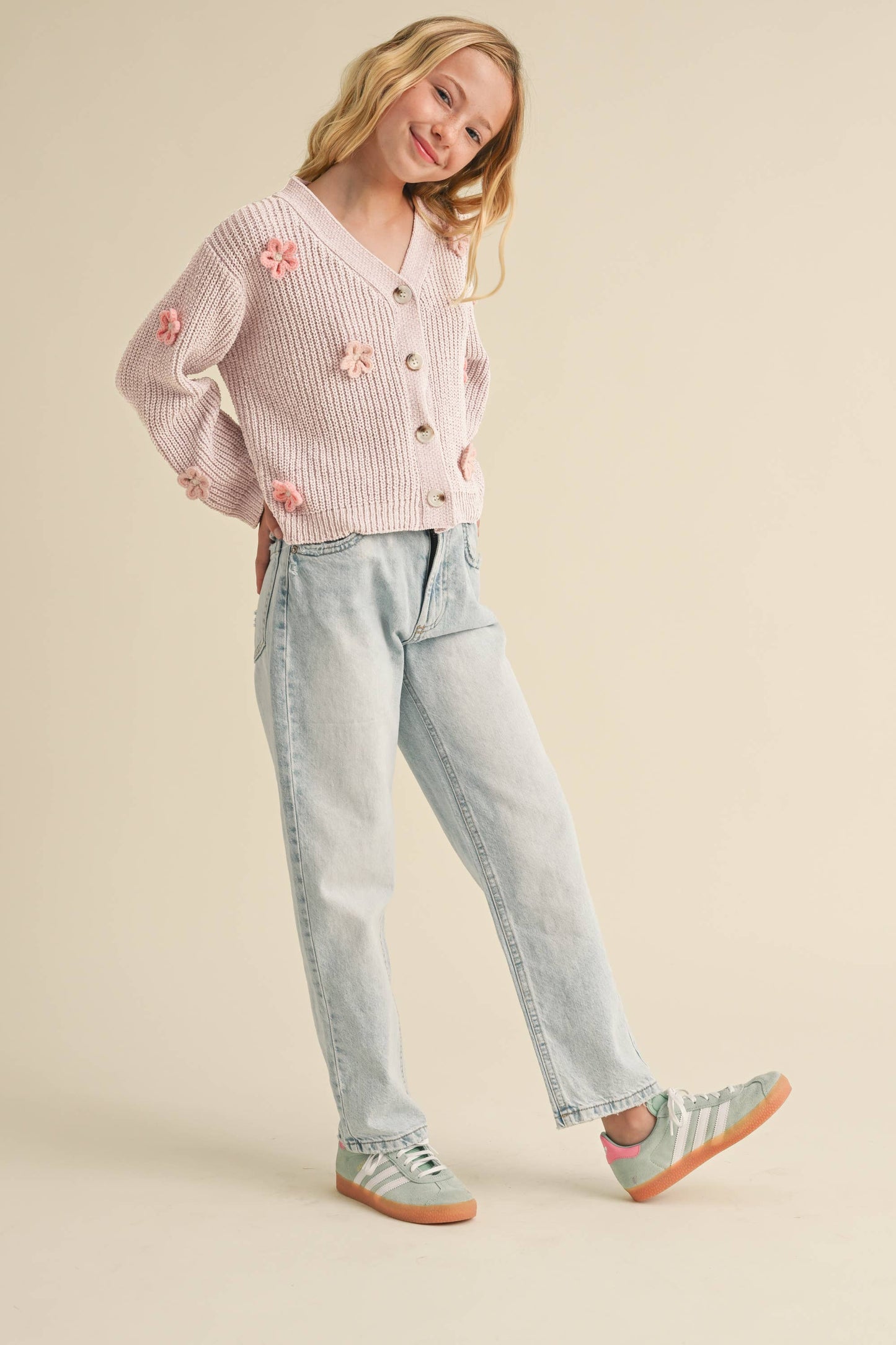 Catie Tween Flower Cardigan