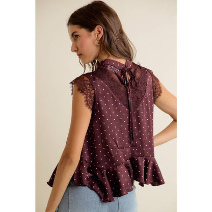 Paula Polka Dot Stain Lace Top