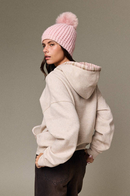 Betty Plaid Trim Pullover Hoodie