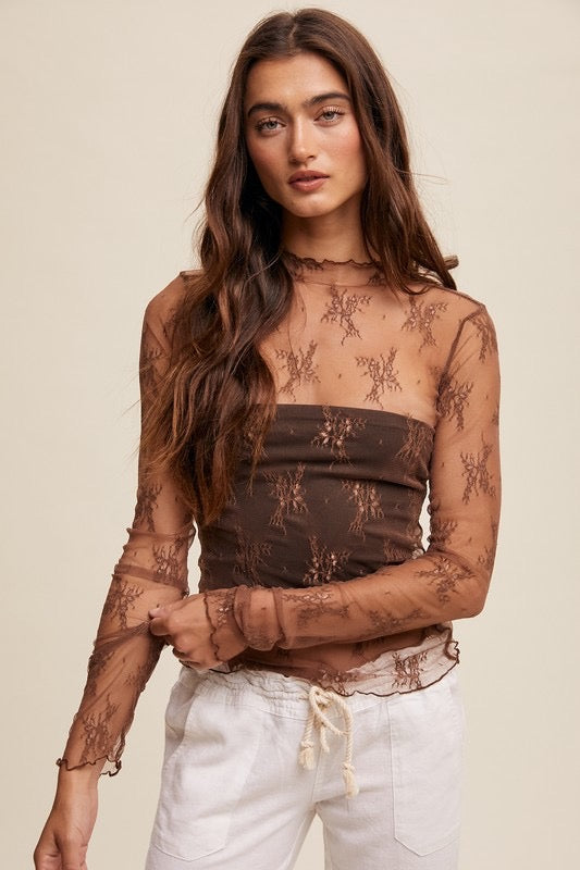 Lace Long Sleeve Top (10 Colors)