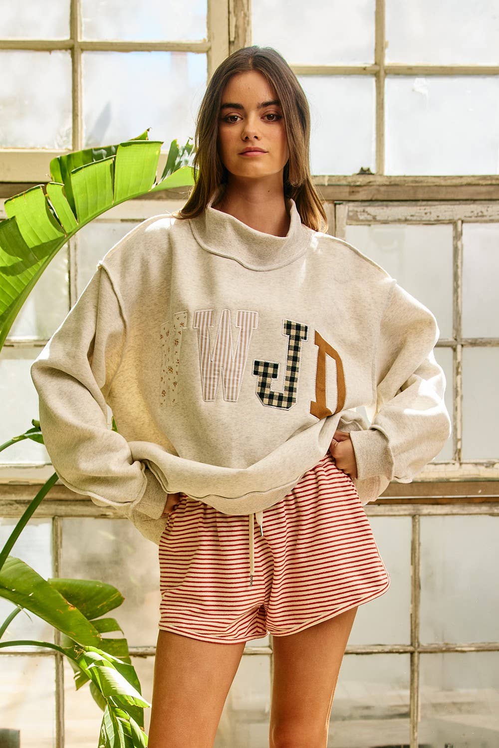 WWJD Embroidered Mock-neck Sweatshirt