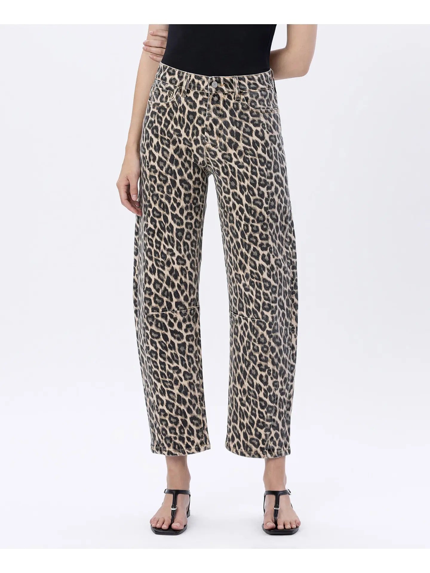 Lena Leopard Barrel Jean