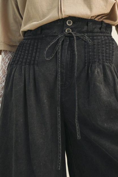 Pin-tuck Wide Leg Pants