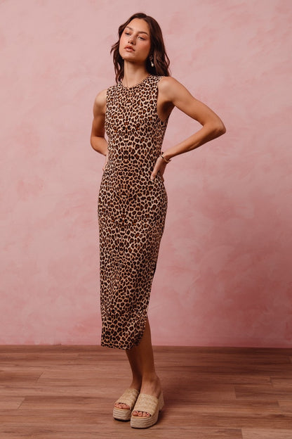 Loepard Knit Midi Dress