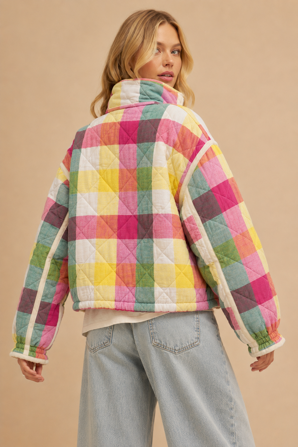 Rae Multi-color Plaid Padded Jacket