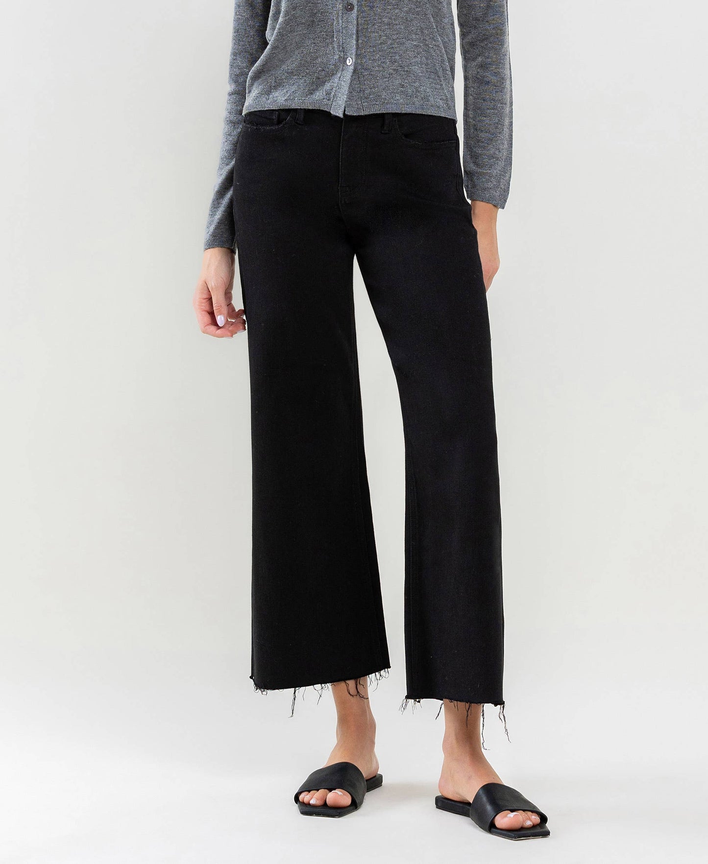Josie Crop Black Wide Leg Jean