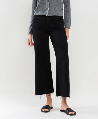 Josie Crop Black Wide Leg Jean