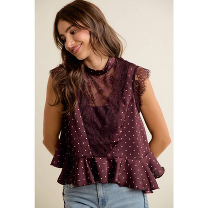 Paula Polka Dot Stain Lace Top