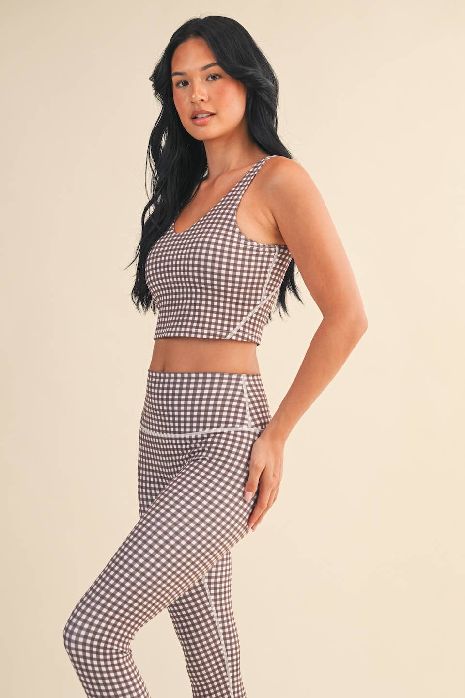 Gingham Performance Cropped Tank Top