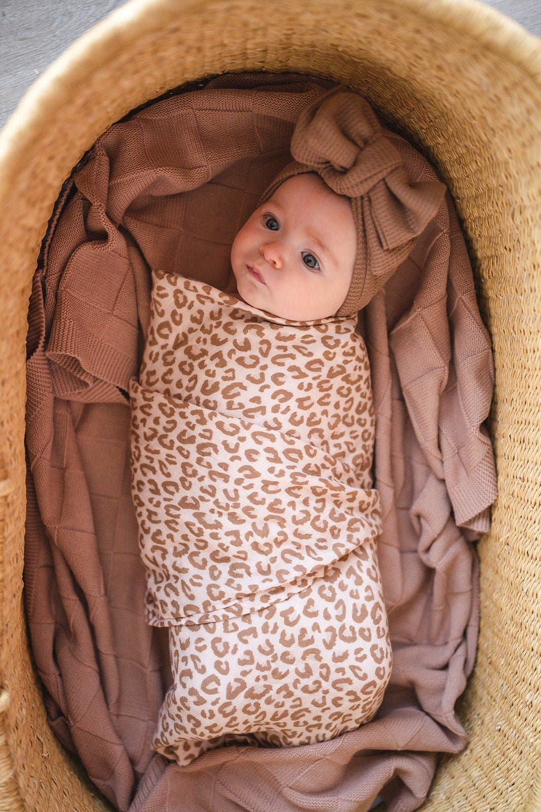 Brown Leopard Swaddle Blanket