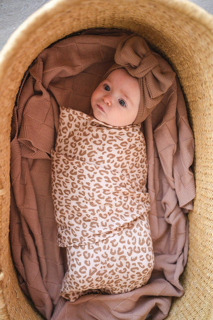 Brown Leopard Swaddle Blanket