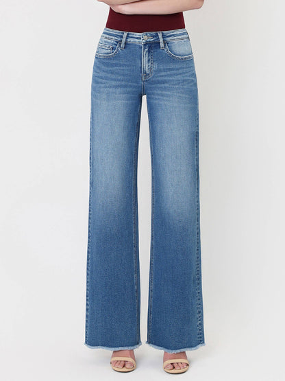 River Raw Hem Wide Leg Jeans