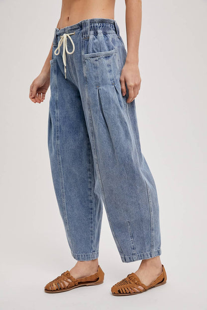Drawstring Barrel Jeans