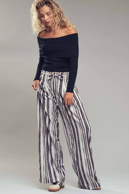 Hartsin Off-Shoulder Button Front Ribbed Top