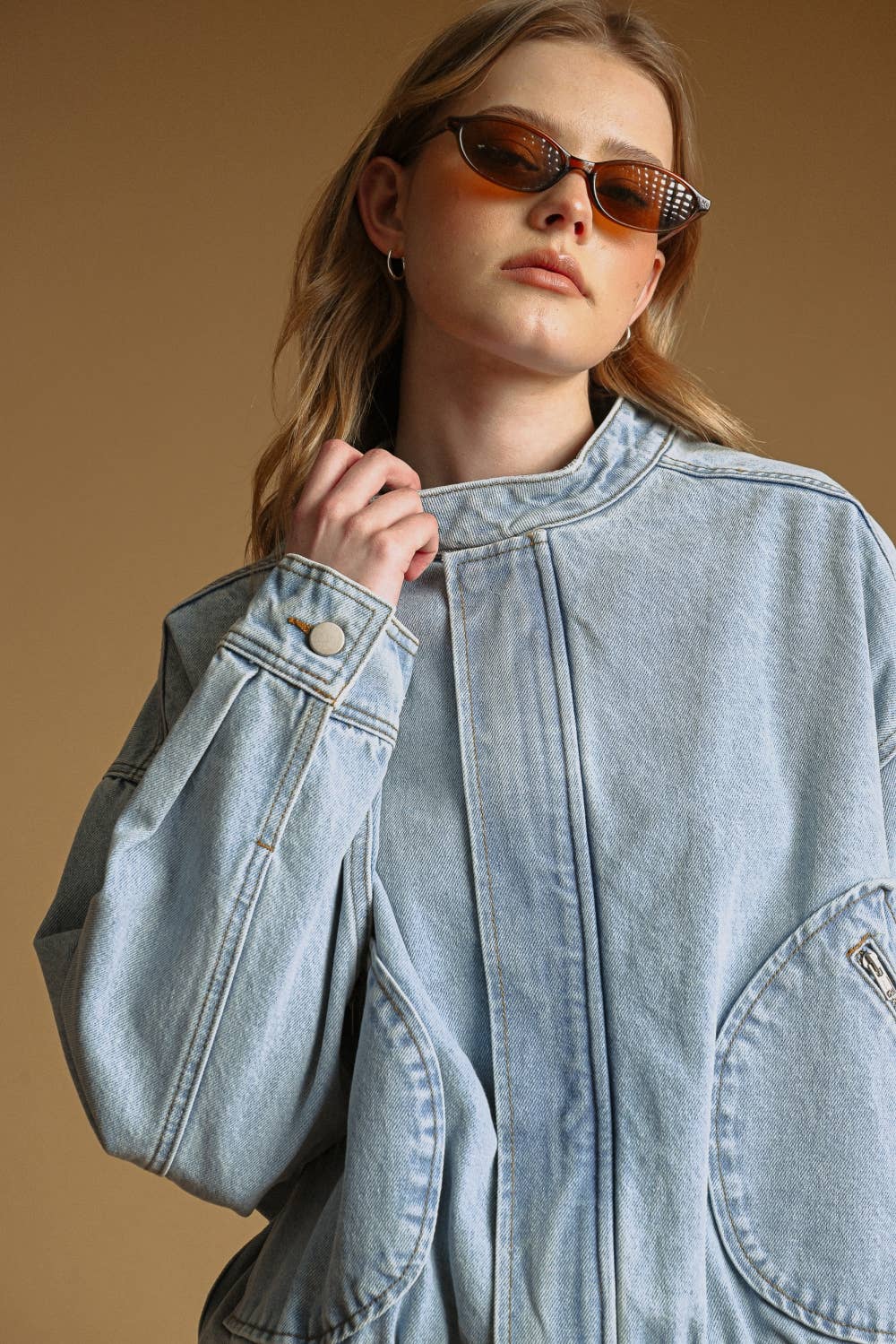 Jackie Washed Denim Bomber Jacket