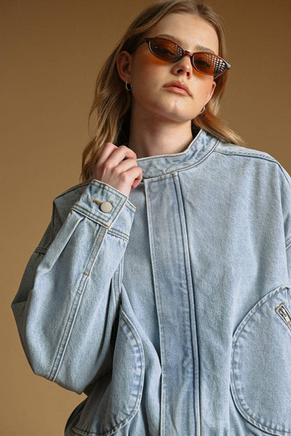 Jackie Washed Denim Bomber Jacket