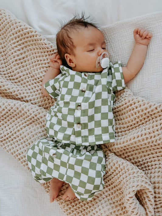 Lime Checkerboard / Organic Finley Set (Baby - Kids)