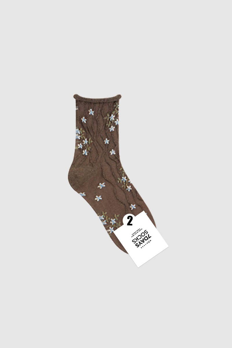 Women's Crew Ruffle Flower Socks