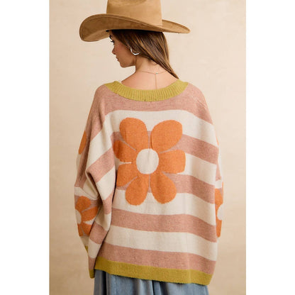Stella Stripe Flower Oversized Cardigan