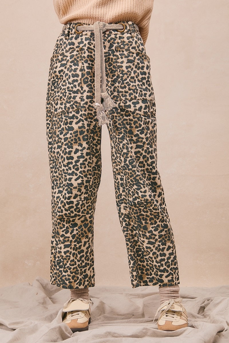 Leopard Rope Belt Pant