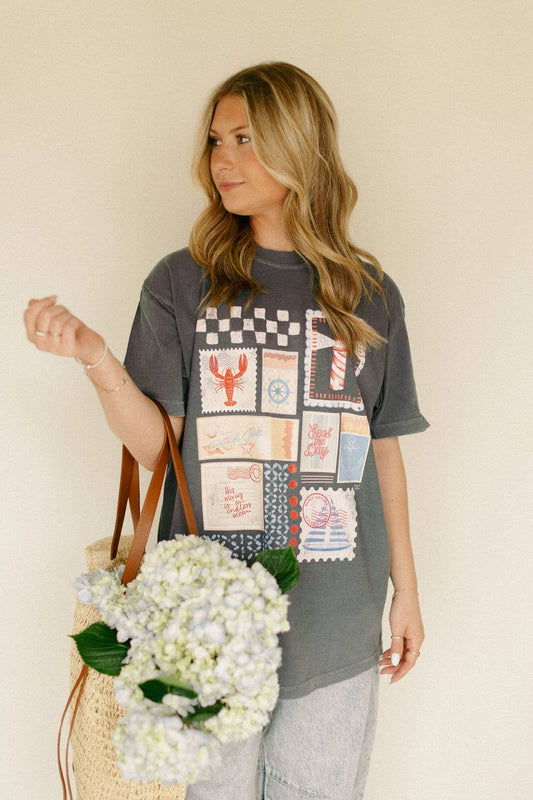 Seas The Day- Match Box Stamp Graphic Tee