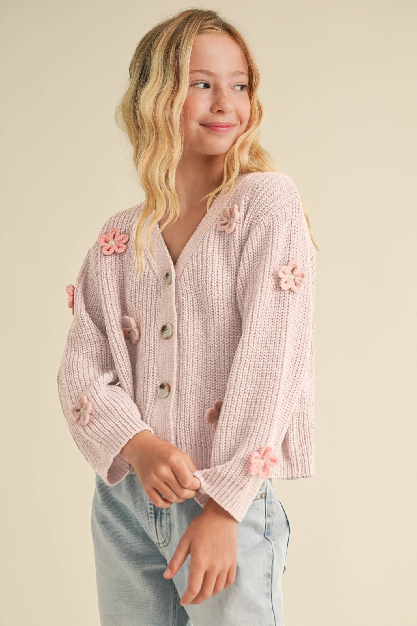 Catie Tween Flower Cardigan