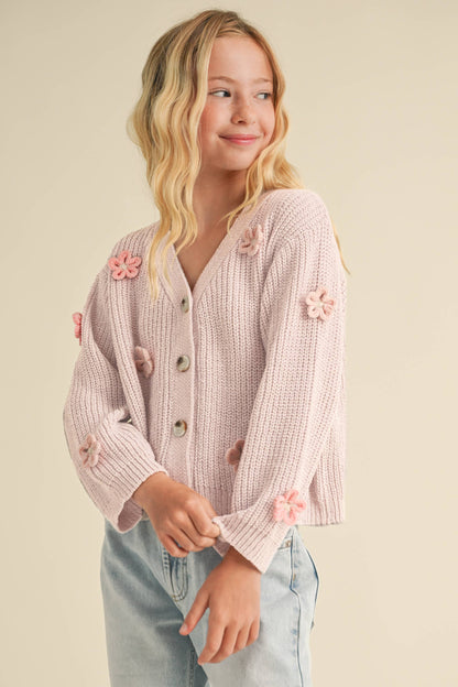 Catie Tween Flower Cardigan