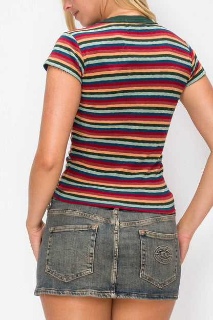 Tabby Striped V-Neck Tee