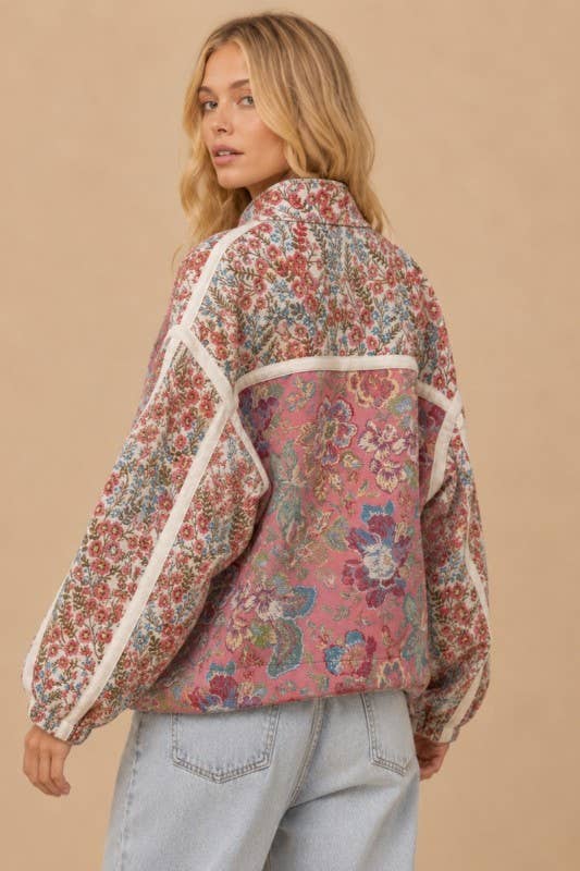 Farah Floral Quilted Zip-Up Jacket