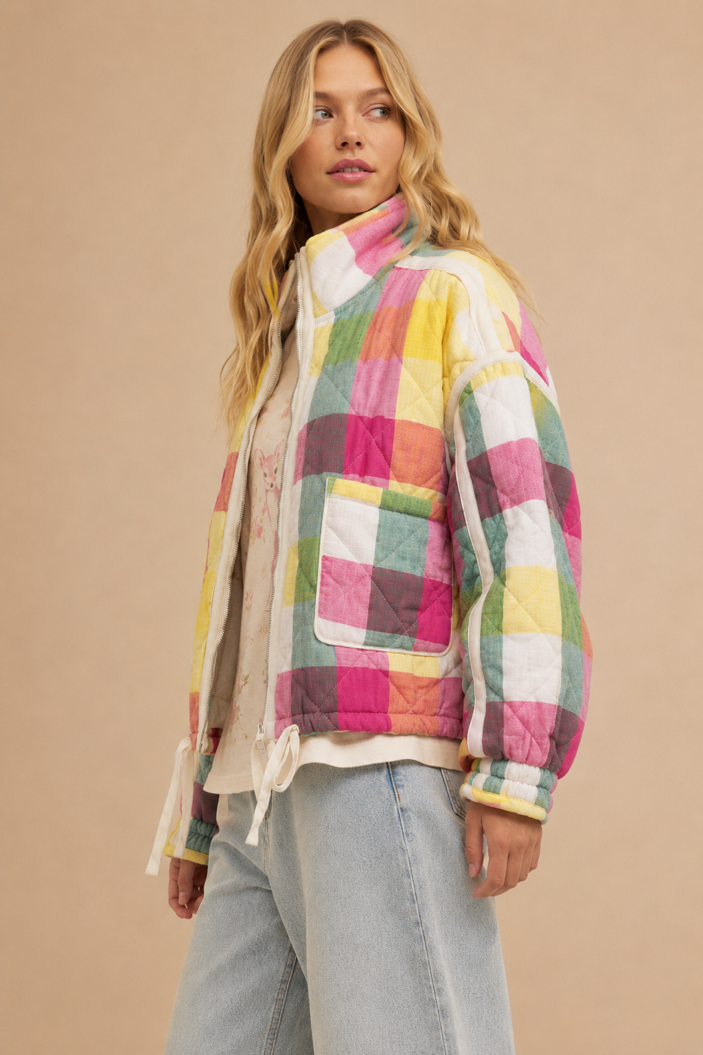 Rae Multi-color Plaid Padded Jacket