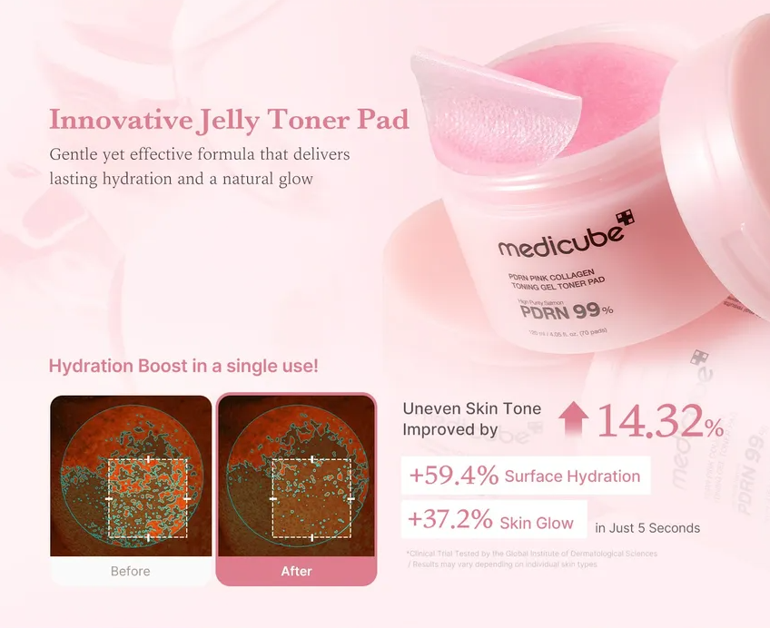 MEDICUBE PDRN Pink Collagen Toning Gel Toner Pad (70ea)