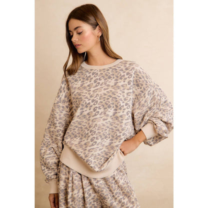 Charlie Relaxed Leopad Print Pullover