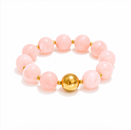 Blush Resin Bead Bracelet | Stainless Steel