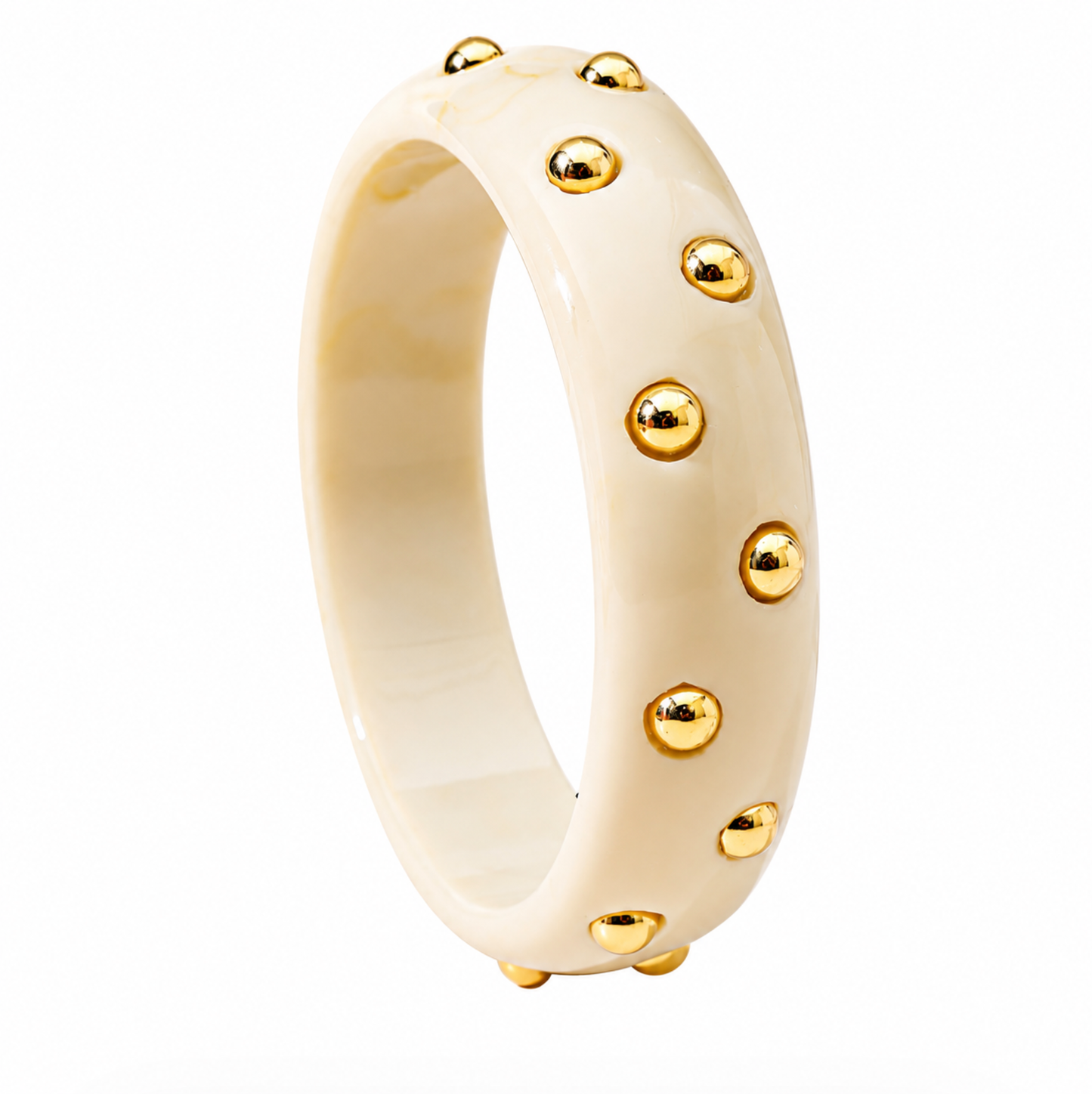 Ivory Gold Studded Statement Bangle