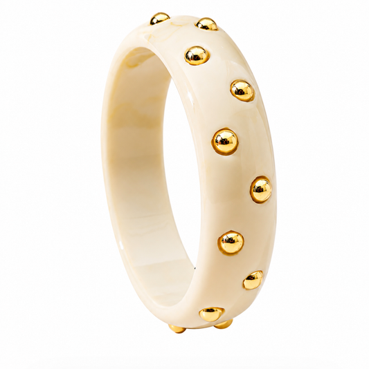 Ivory Gold Studded Statement Bangle