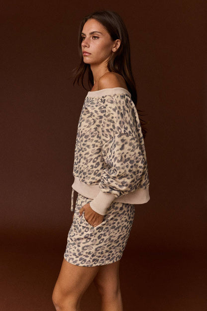 Georgia Leopard Print Off Shoulder Short Set
