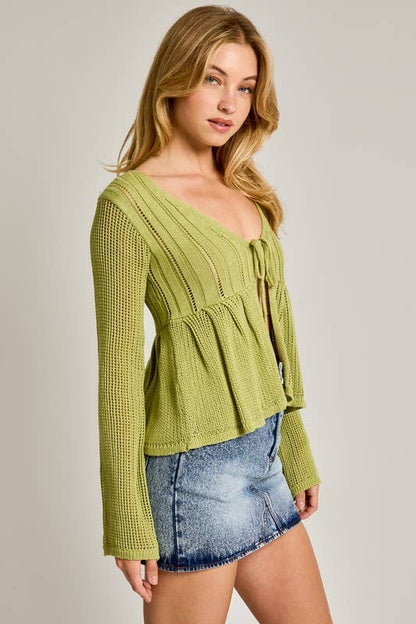 Paige Long Sleeve V-Neck Open Sweater Top