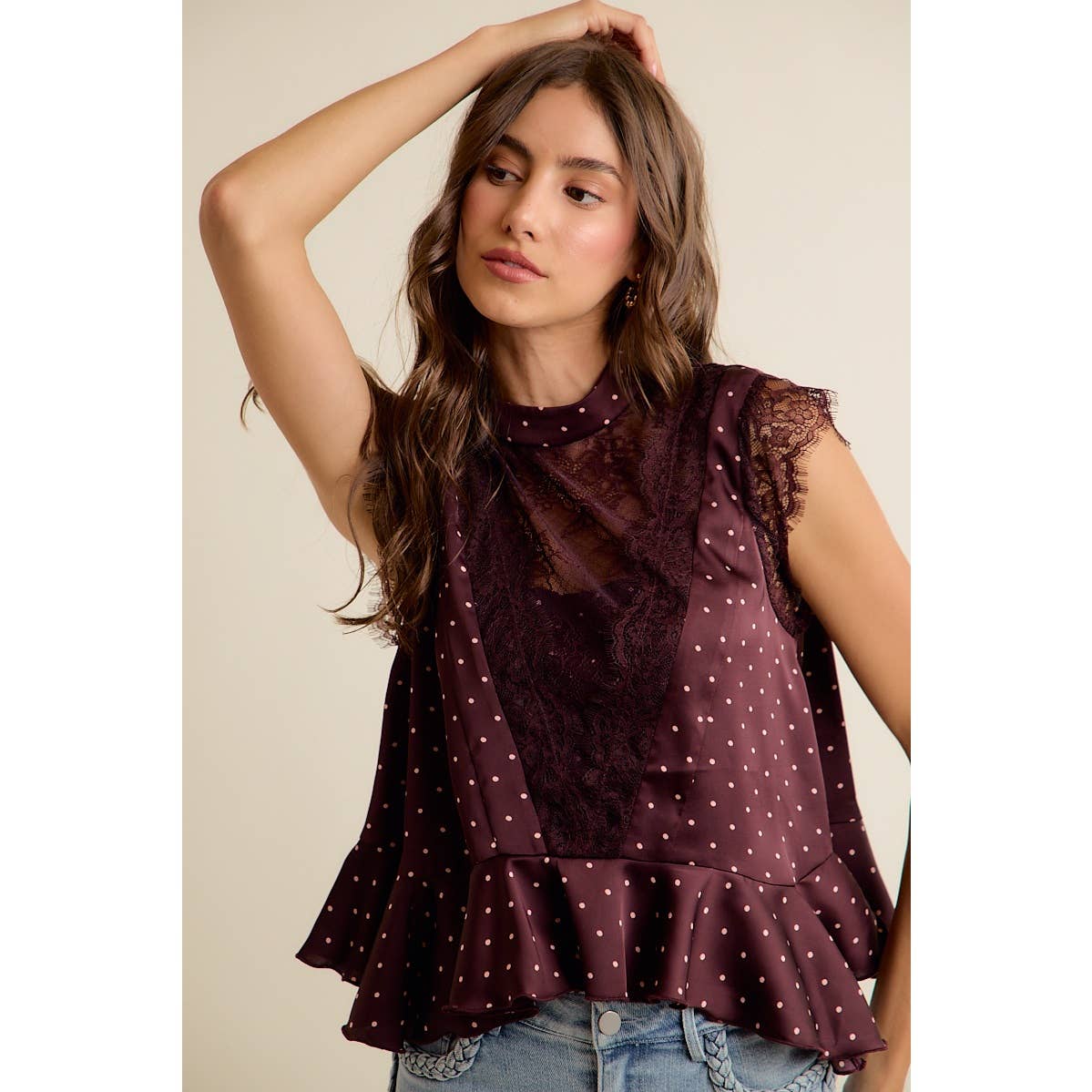 Paula Polka Dot Stain Lace Top