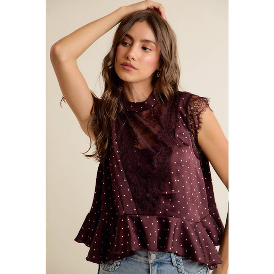 Paula Polka Dot Stain Lace Top