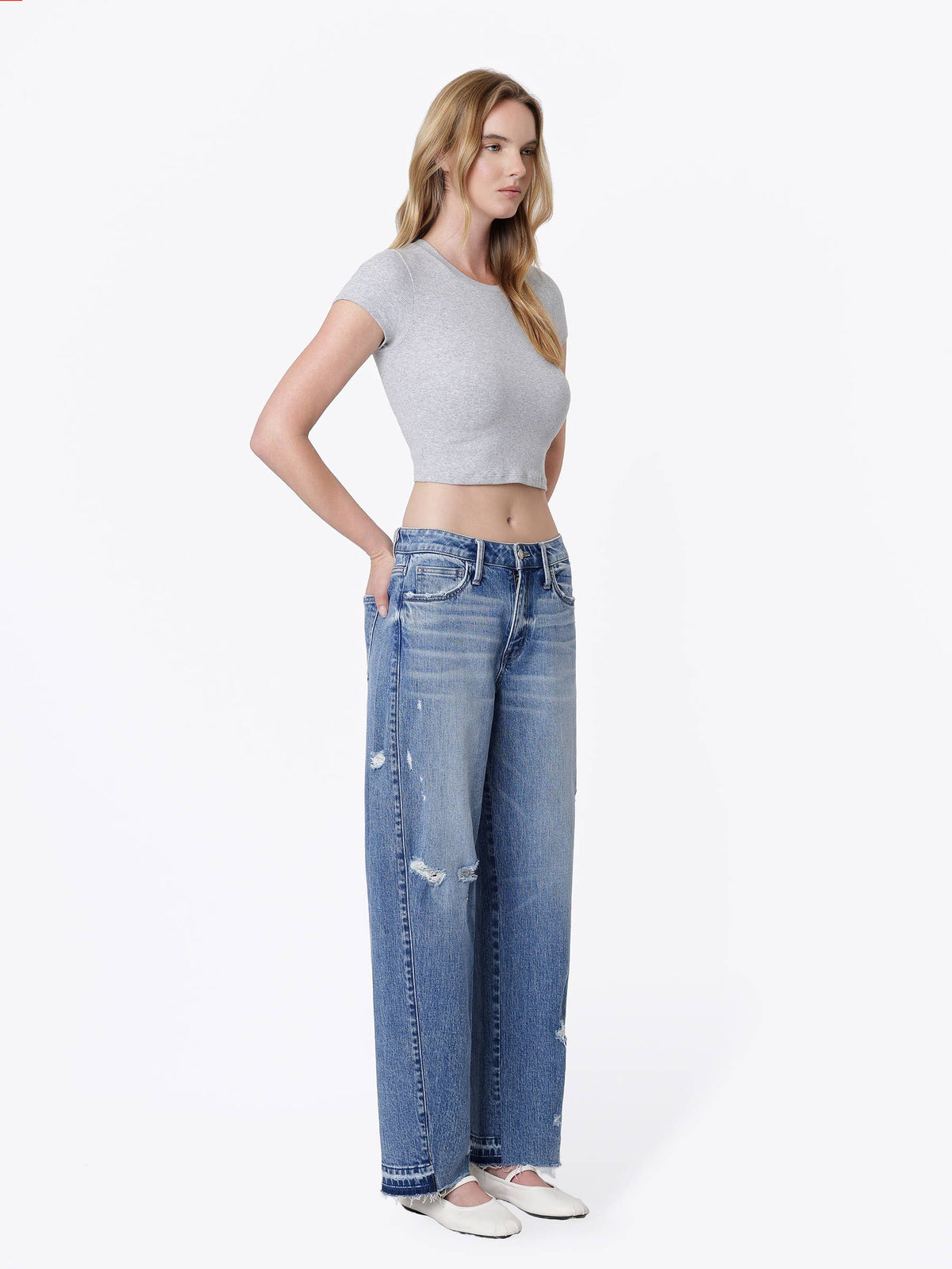 Kate Juniper Distressed Barrel Jean