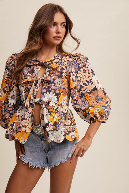 Fiona Tie Front Blouse