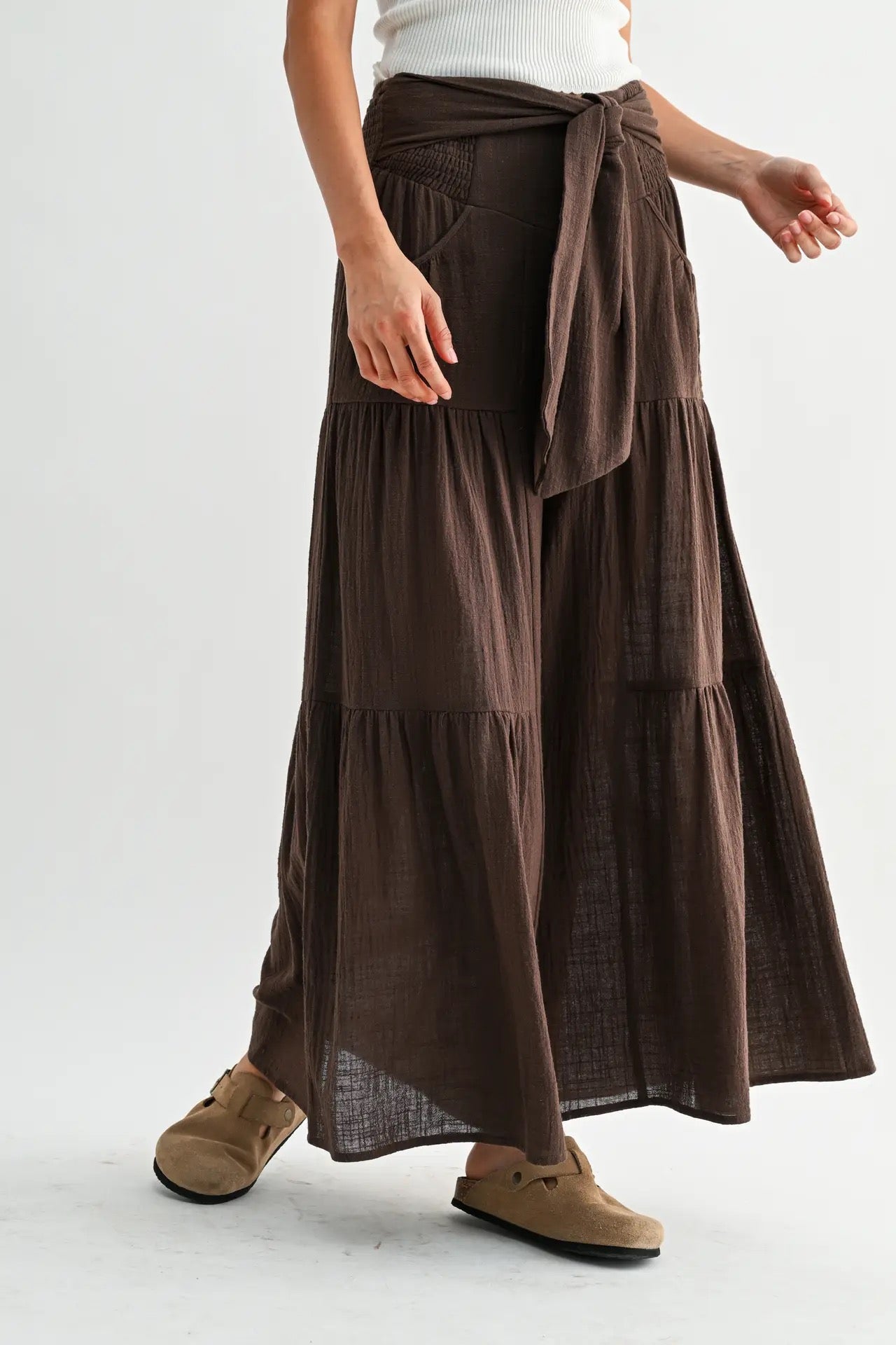 Tie Front Wide Leg Pants