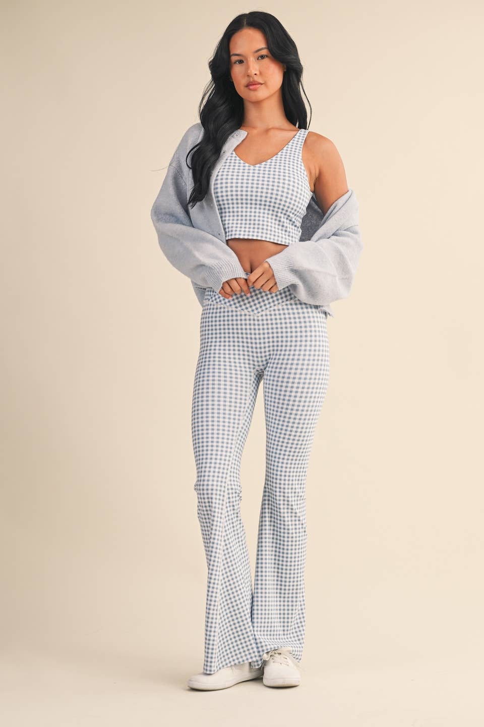 Gingham Performance Cropped Tank Top