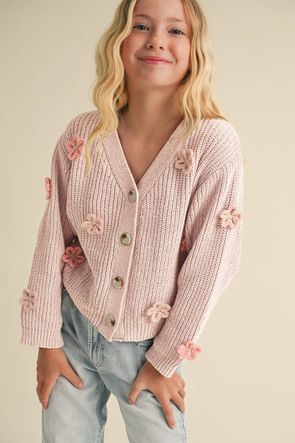 Catie Tween Flower Cardigan