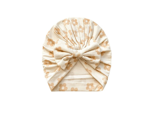 Bow Turban Hat - Blush Daisy