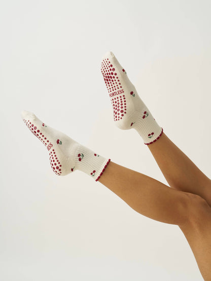 🍒 Little Cherry Petal Grip Sock, Pilates Socks