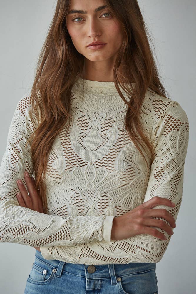 Talulla Jacquard Mock Neck Top* (Two Colors)