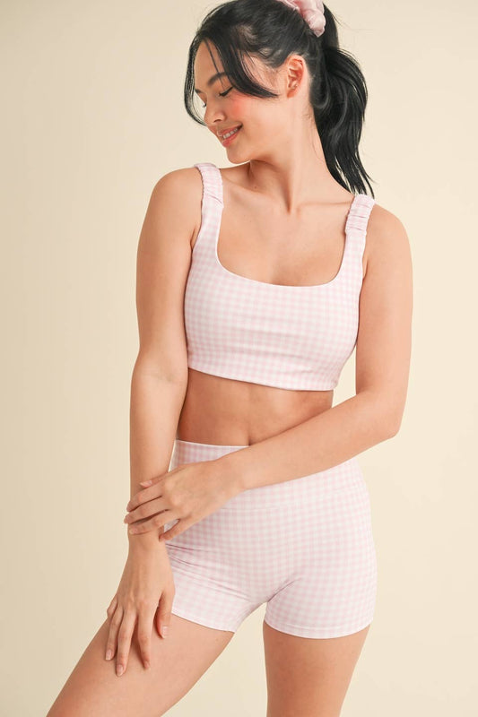 Gingham Ruched Bra Top