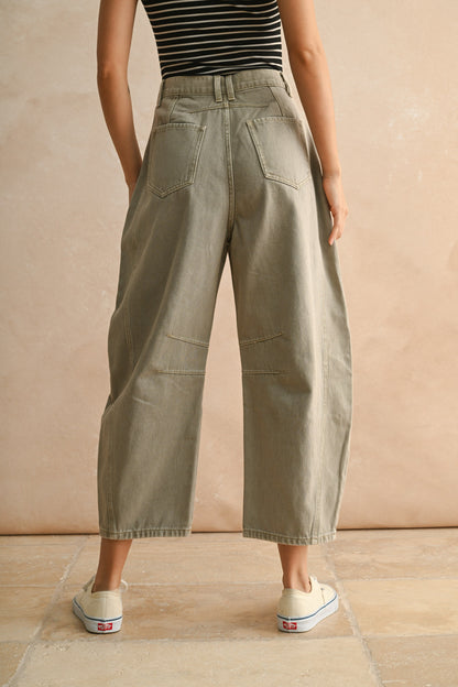 Khaki Barrel Pants