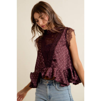 Paula Polka Dot Stain Lace Top